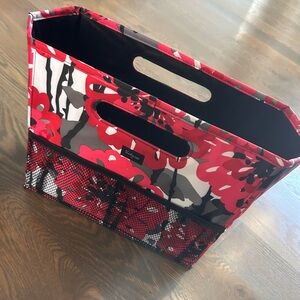 Thirty-One Red and Black Floral Storage Bin